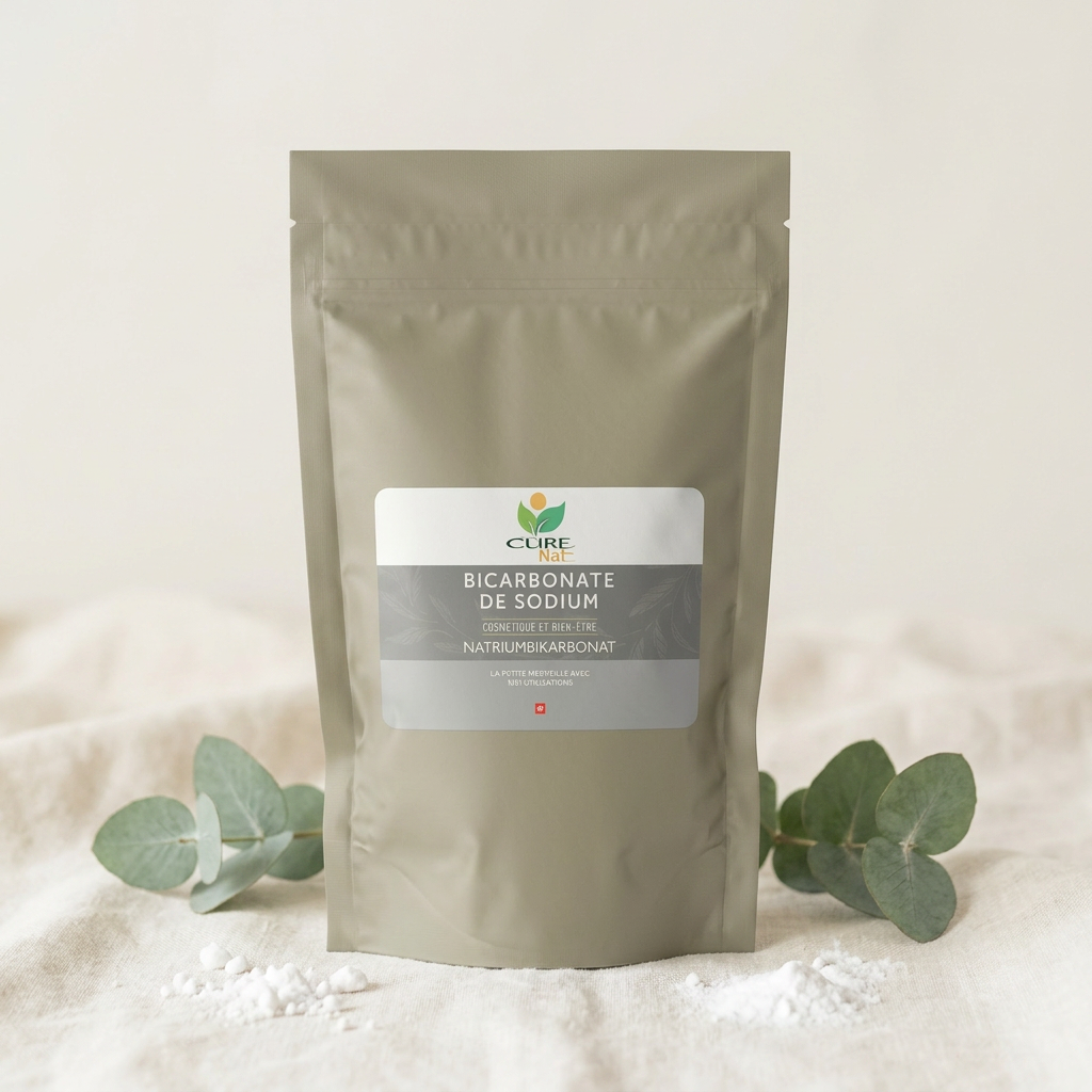 Sachet de Bicarbonate de Sodium CureNat sur lin naturel avec eucalyptus